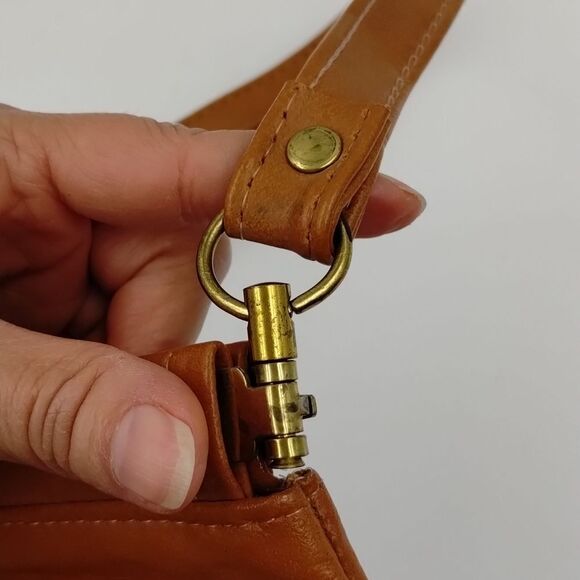 Chestnut brown pop open vintage purse shoulder bag faux leather gold hardware - Picture 11 of 12